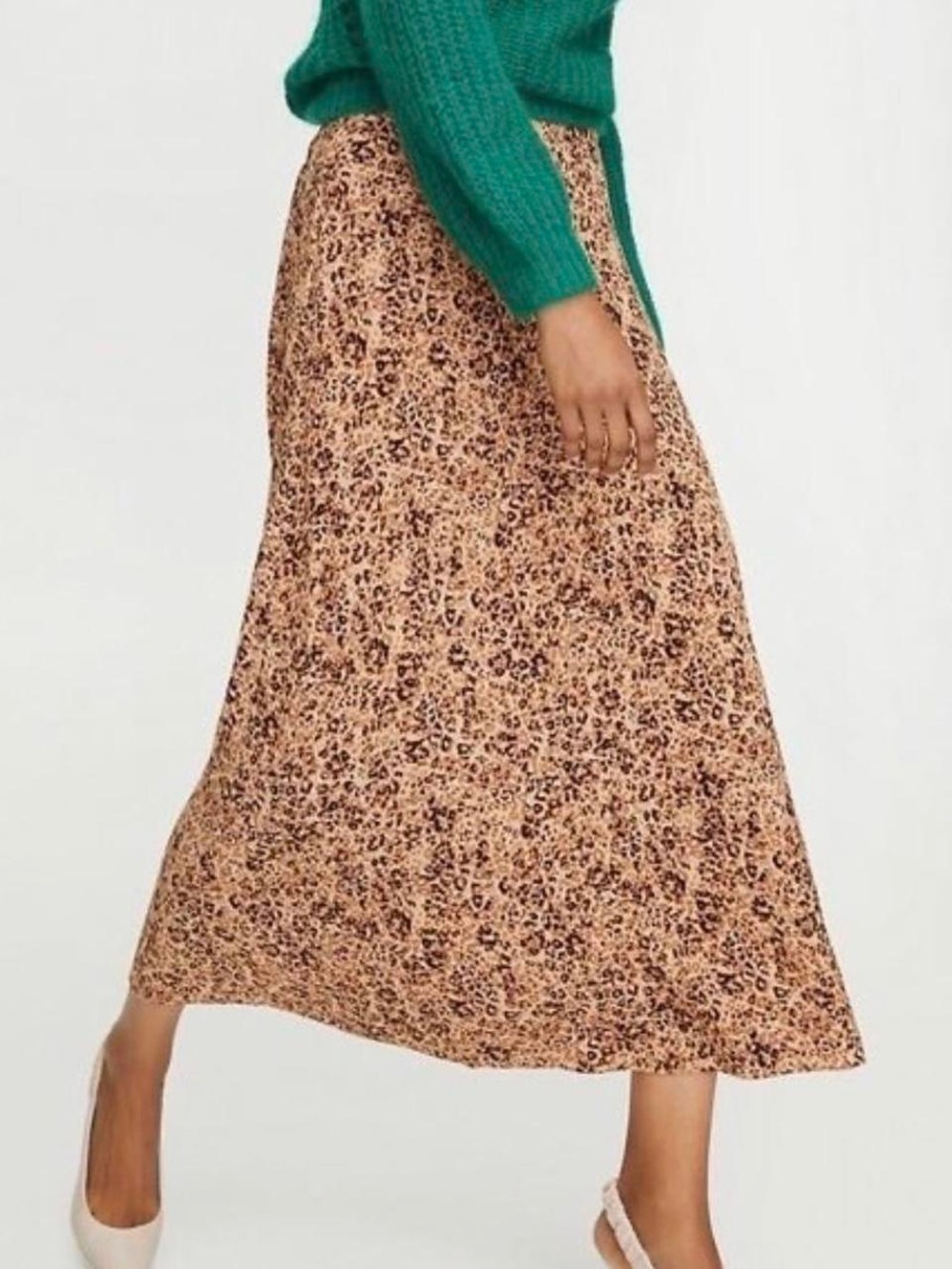 Wilfred Animal-Print Midi Skirt in Tan and Brown
